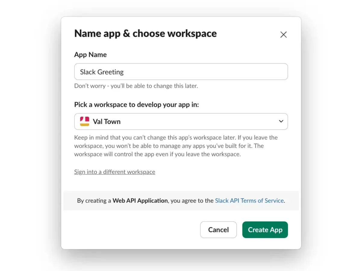 Create Slack app